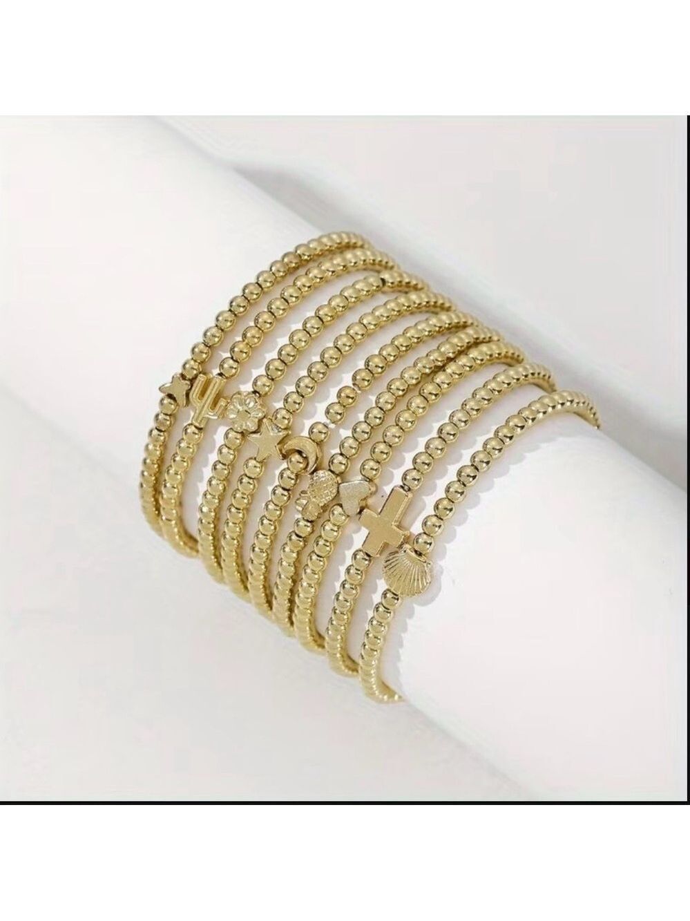 Bohemian Style Leisure Bead Hand String Bracelet Combination Set 9pc - 8” NIP - Picture 2 of 2